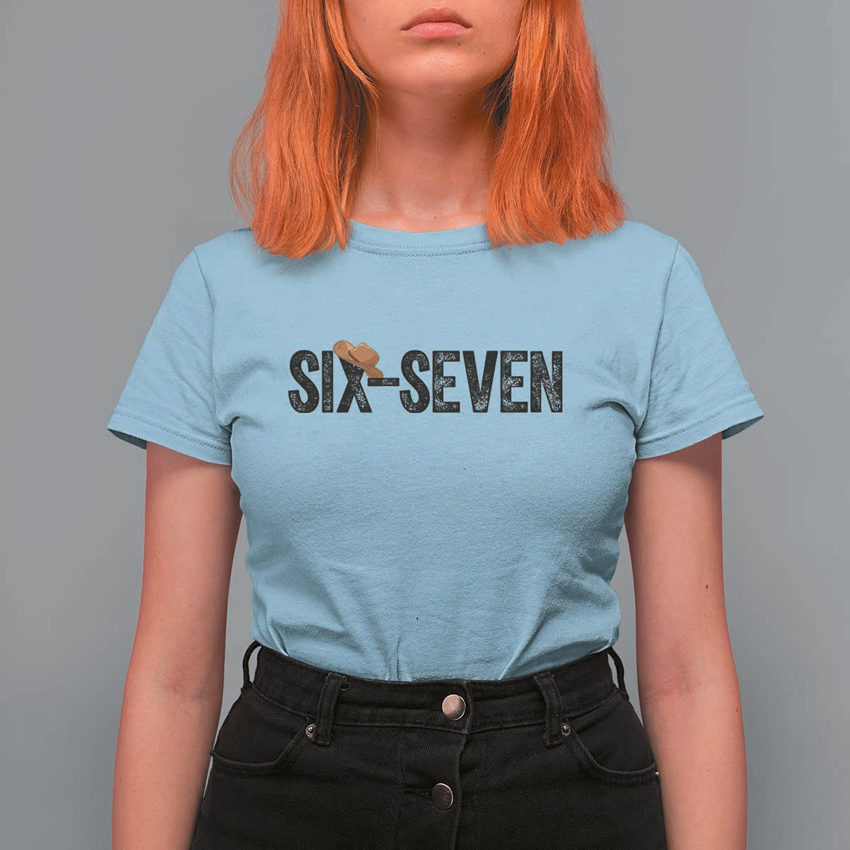 Six Seven Meme Gen Alpha Cowboy Hat T Shirt For Women Funny Western Gift - Wonder Print Shop