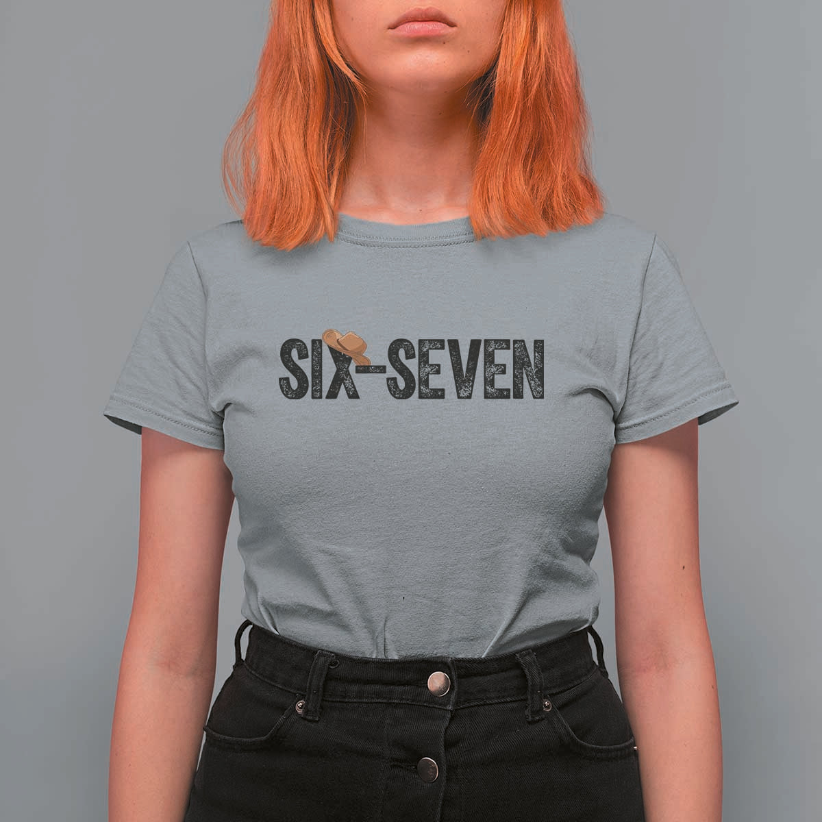 Six Seven Meme Gen Alpha Cowboy Hat T Shirt For Women Funny Western Gift - Wonder Print Shop