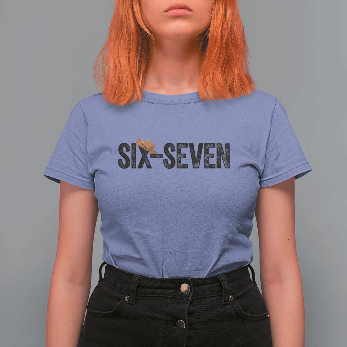 Six Seven Meme Gen Alpha Cowboy Hat T Shirt For Women Funny Western Gift - Wonder Print Shop