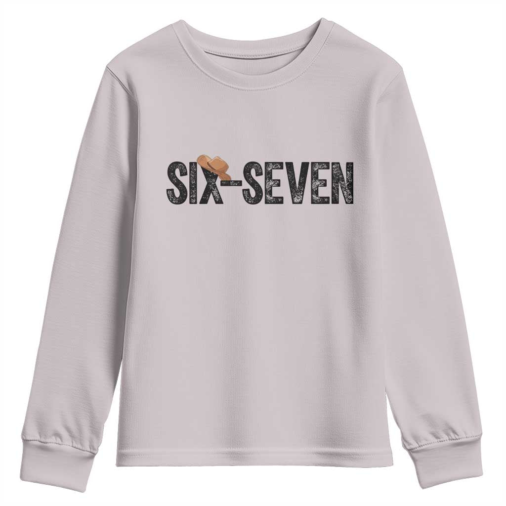 Six Seven Meme Gen Alpha Cowboy Hat Youth Sweatshirt Funny Western Gift - Wonder Print Shop