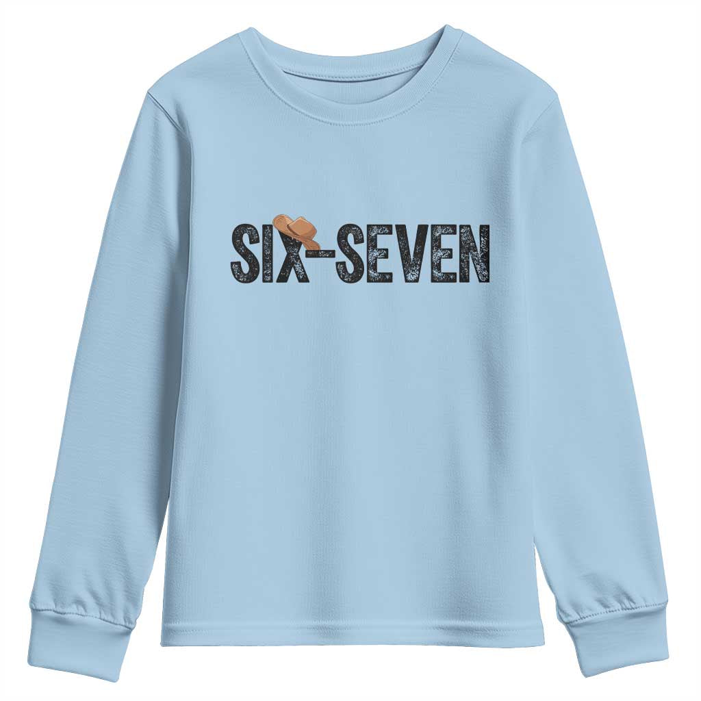 Six Seven Meme Gen Alpha Cowboy Hat Youth Sweatshirt Funny Western Gift - Wonder Print Shop