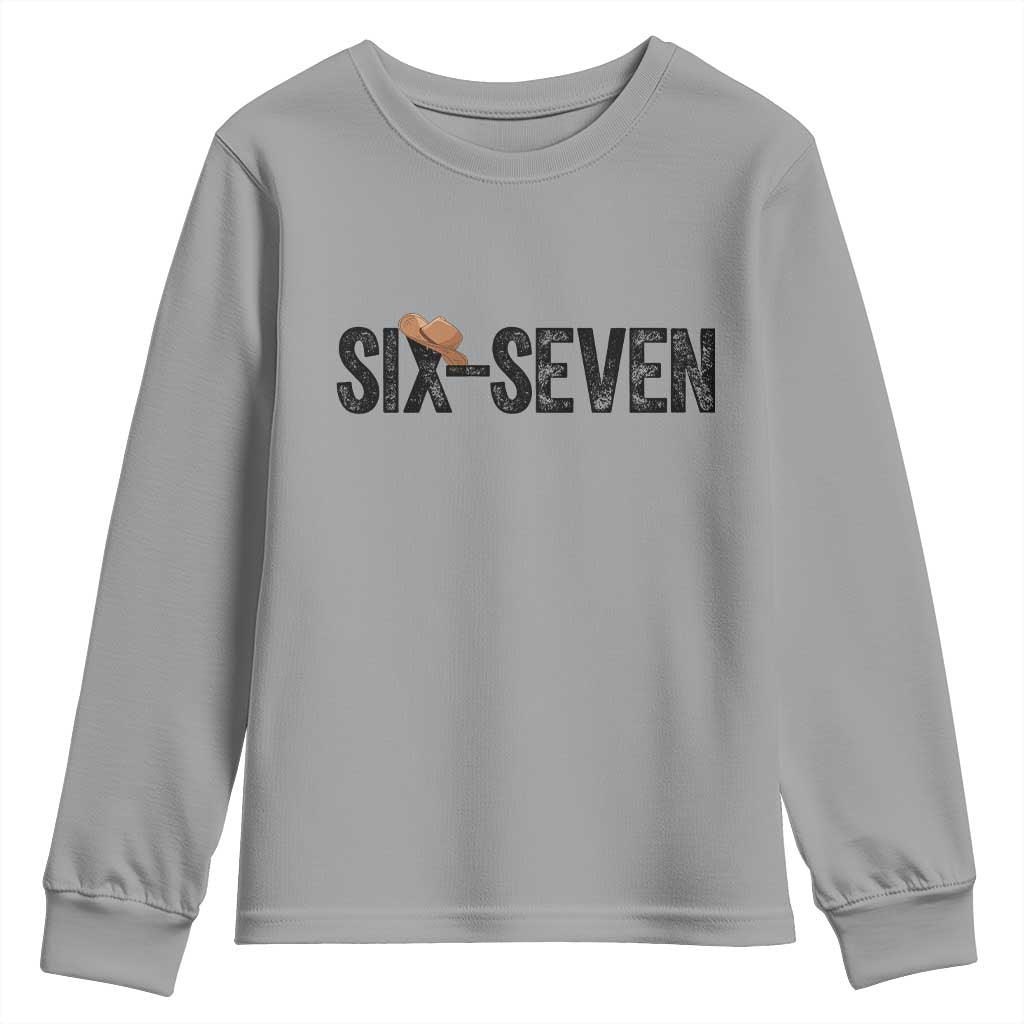 Six Seven Meme Gen Alpha Cowboy Hat Youth Sweatshirt Funny Western Gift - Wonder Print Shop