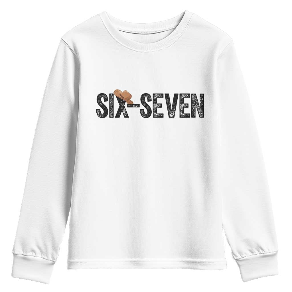 Six Seven Meme Gen Alpha Cowboy Hat Youth Sweatshirt Funny Western Gift - Wonder Print Shop