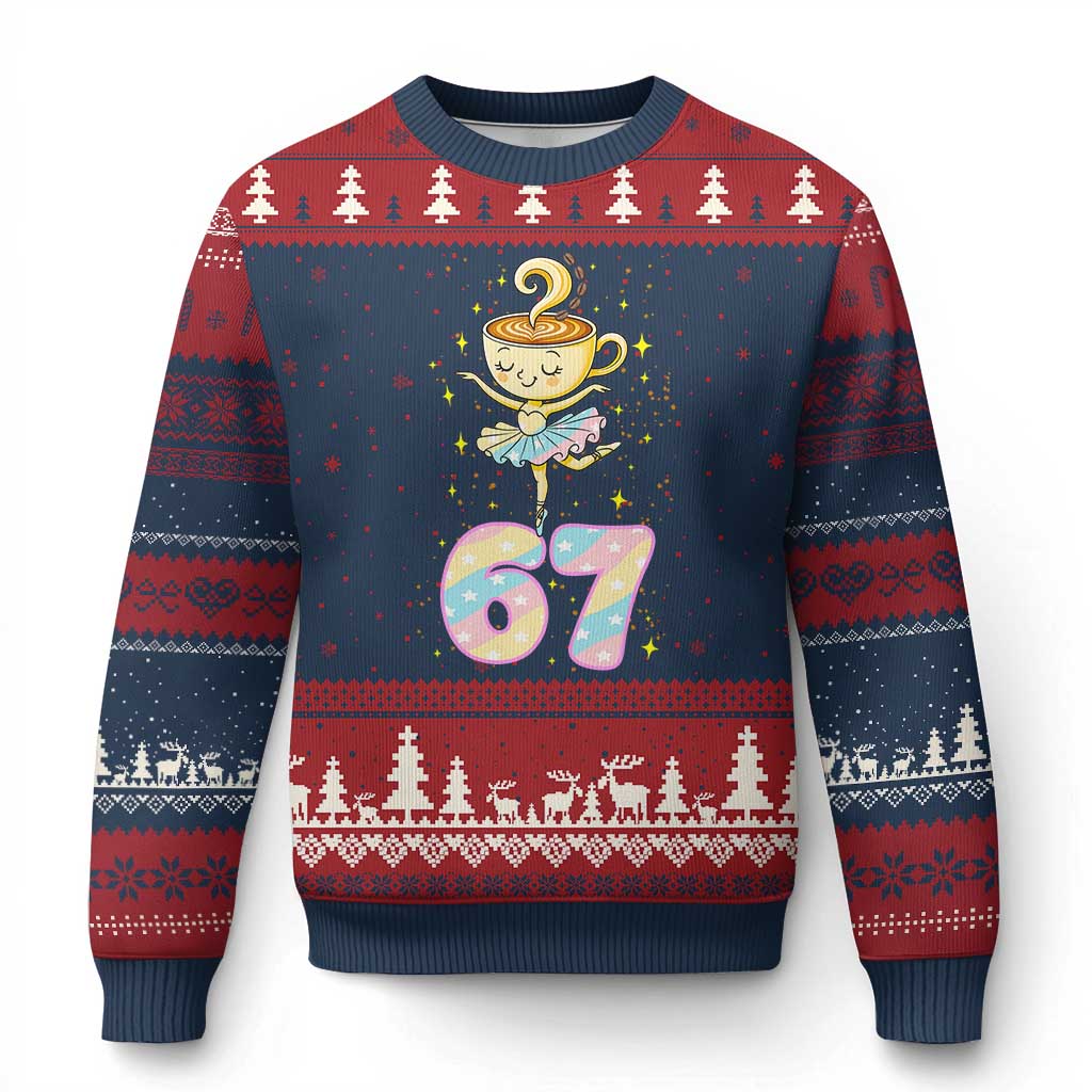 Funny Ballerina Cappuccina Ballet Six Seven Ugly Christmas Sweater Brainrot Meme Pastel Gift - Wonder Print Shop