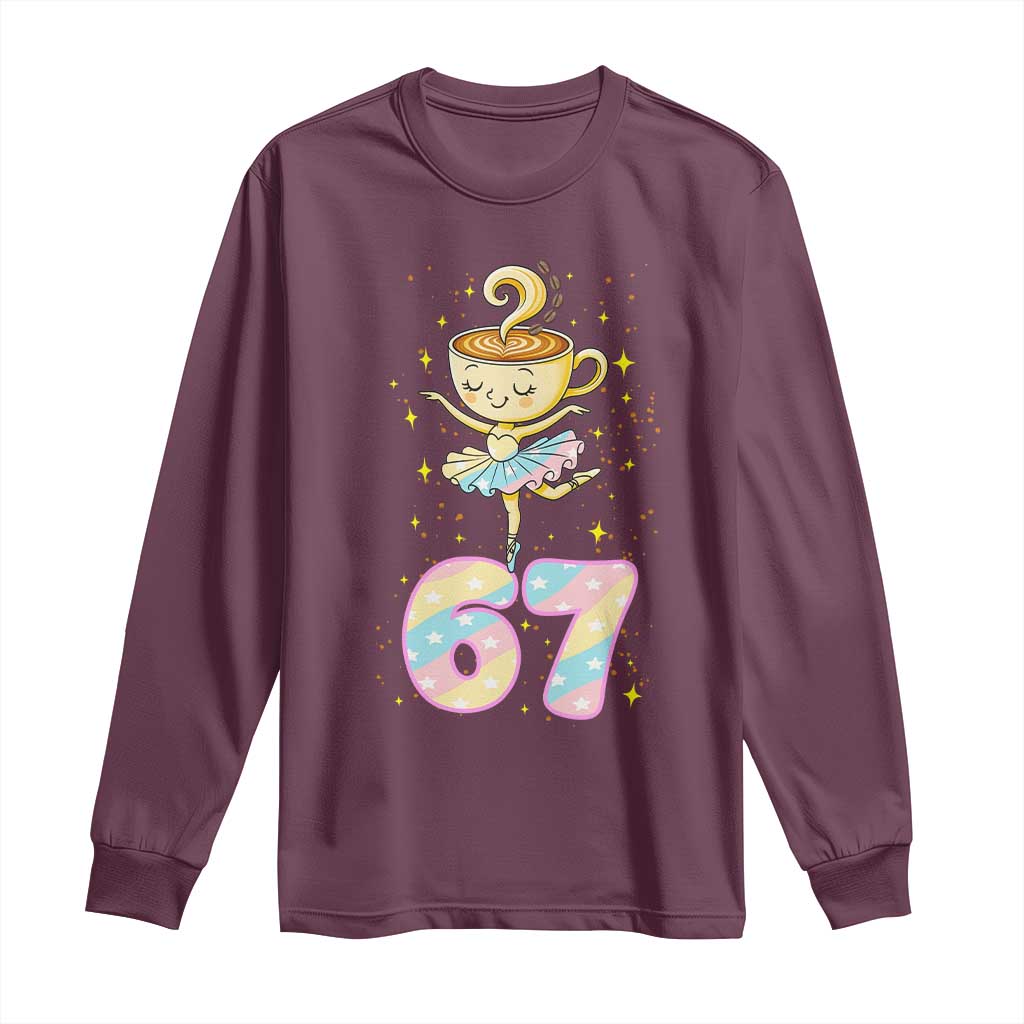 Funny Ballerina Cappuccina Ballet Six Seven Long Sleeve Shirt Brainrot Meme Pastel Gift - Wonder Print Shop