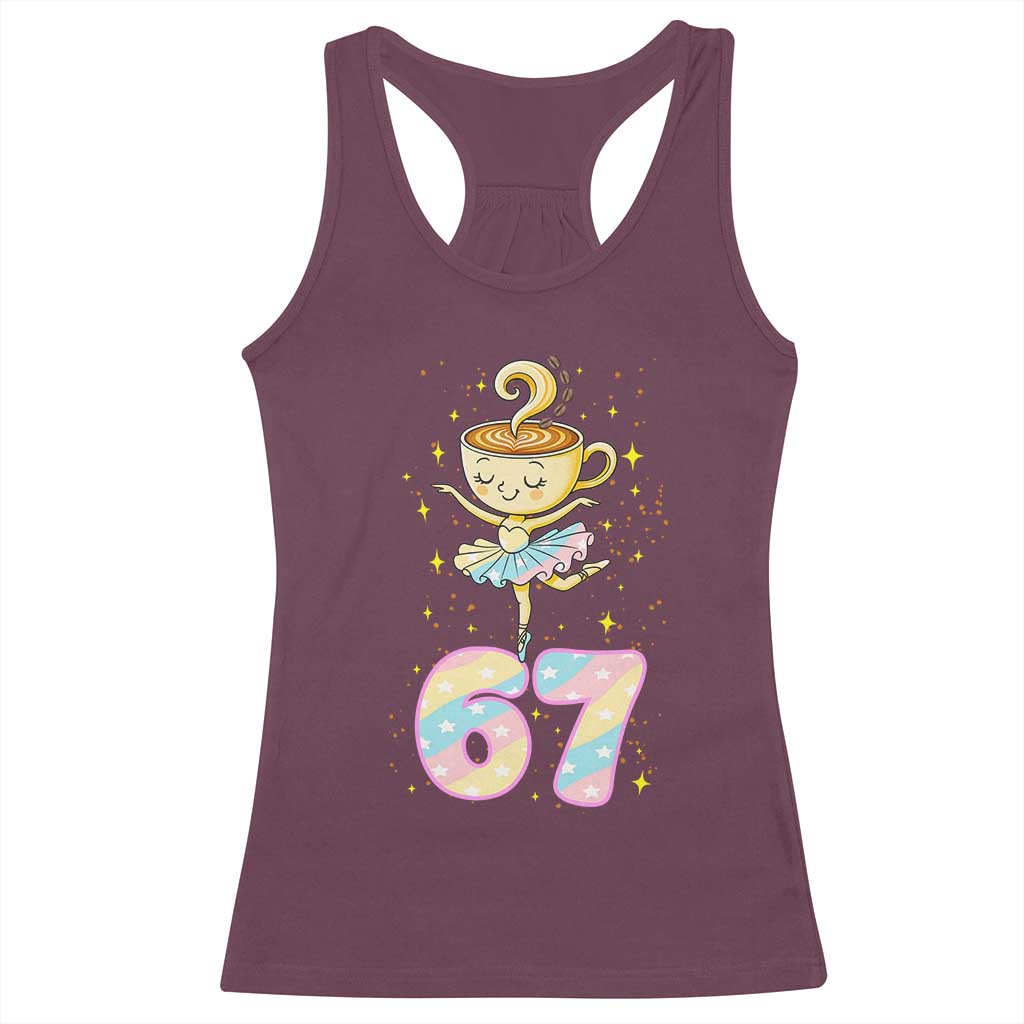 Funny Ballerina Cappuccina Ballet Six Seven Racerback Tank Top Brainrot Meme Pastel Gift - Wonder Print Shop