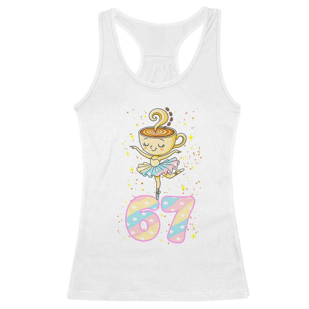Funny Ballerina Cappuccina Ballet Six Seven Racerback Tank Top Brainrot Meme Pastel Gift - Wonder Print Shop