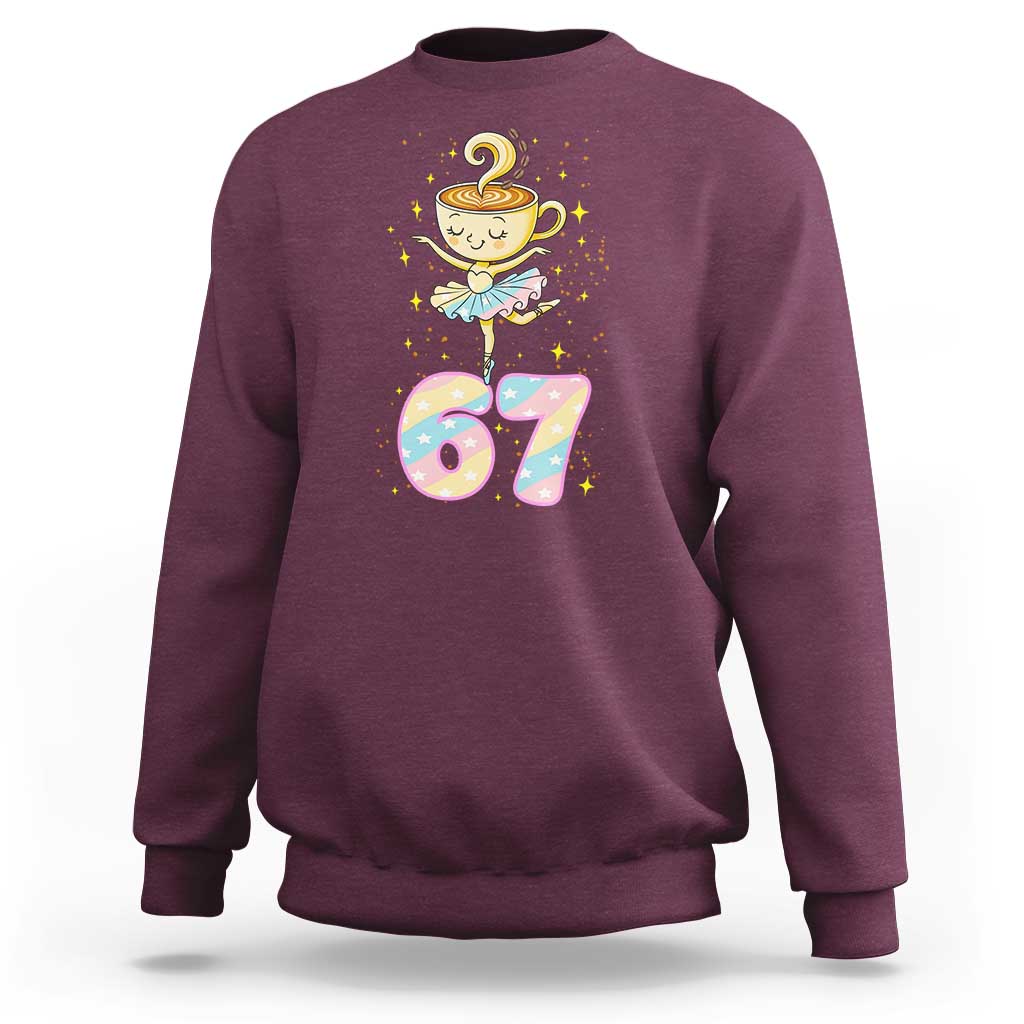 Funny Ballerina Cappuccina Ballet Six Seven Sweatshirt Brainrot Meme Pastel Gift - Wonder Print Shop