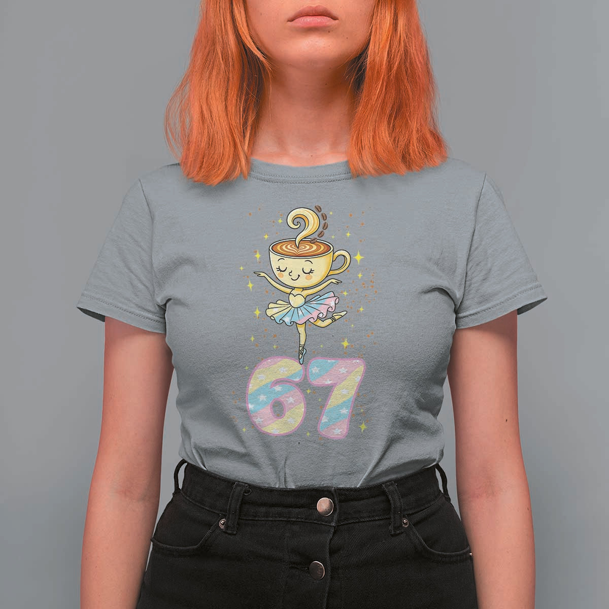 Funny Ballerina Cappuccina Ballet Six Seven T Shirt For Women Brainrot Meme Pastel Gift - Wonder Print Shop
