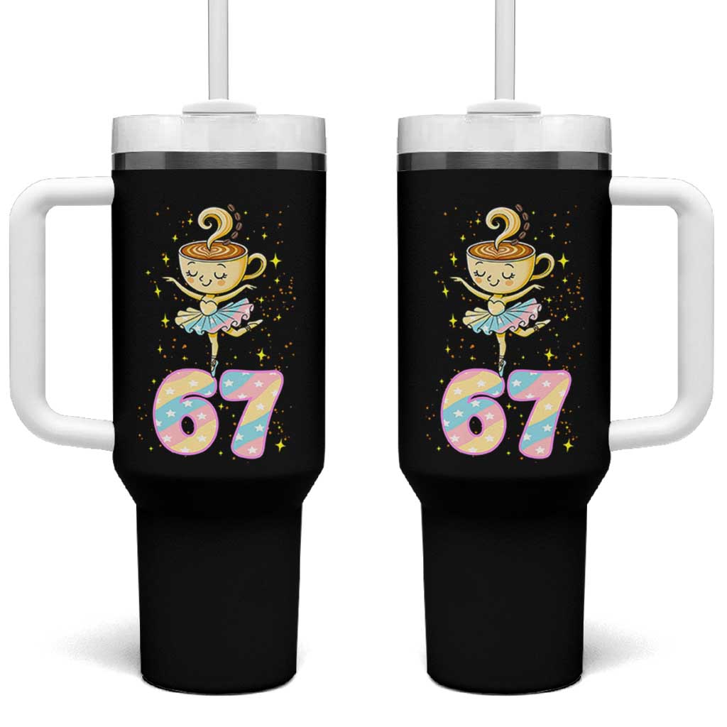 Funny Ballerina Cappuccina Ballet Six Seven Tumbler With Handle Brainrot Meme Pastel Gift - Wonder Print Shop