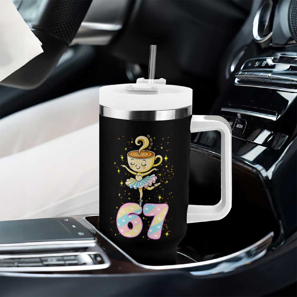 Funny Ballerina Cappuccina Ballet Six Seven Tumbler With Handle Brainrot Meme Pastel Gift - Wonder Print Shop