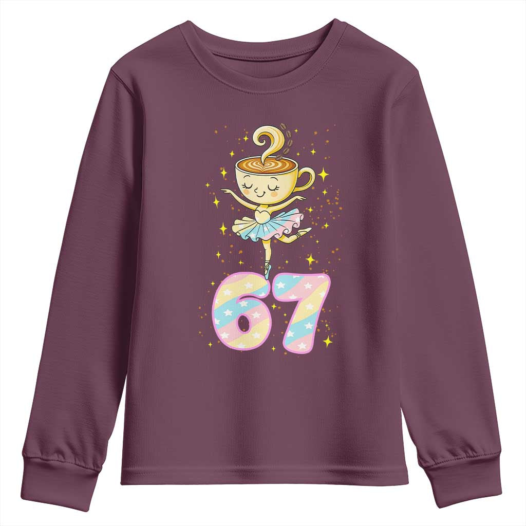 Funny Ballerina Cappuccina Ballet Six Seven Youth Sweatshirt Brainrot Meme Pastel Gift - Wonder Print Shop