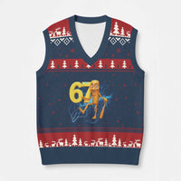 Tung Tung Sahur Six Seven Meme V-Neck Knit Sweater Vest Funny Gen Z Alpha Gift - Wonder Print Shop
