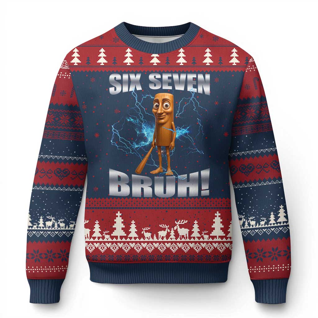 Tung Tung Sahur Six Seven Meme Ugly Christmas Sweater Funny 67 Gen Alpha Gift - Wonder Print Shop