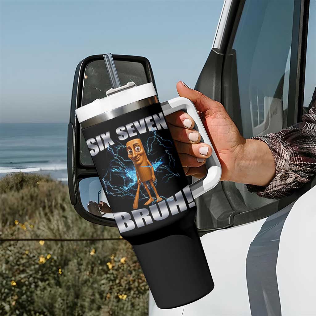 Tung Tung Sahur Six Seven Meme Tumbler With Handle Funny 67 Gen Alpha Gift - Wonder Print Shop