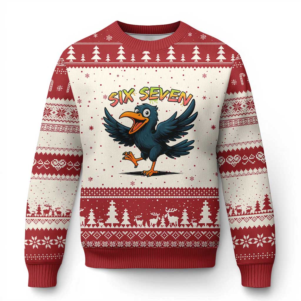 Funny Raven Six Seven Meme Trending Gift Ugly Christmas Sweater - Wonder Print Shop