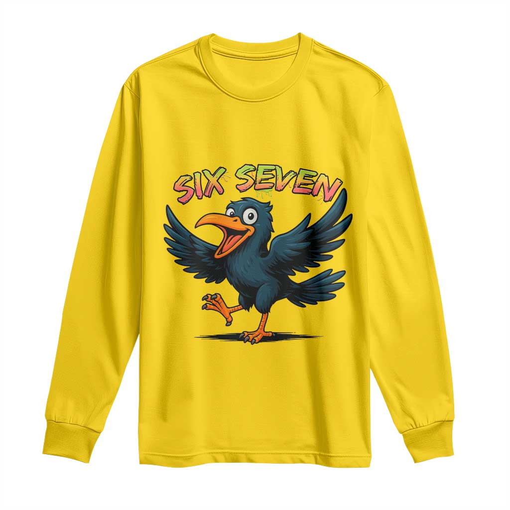 Funny Raven Six Seven Meme Trending Gift Long Sleeve Shirt - Wonder Print Shop