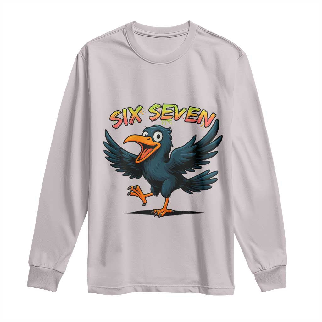 Funny Raven Six Seven Meme Trending Gift Long Sleeve Shirt - Wonder Print Shop
