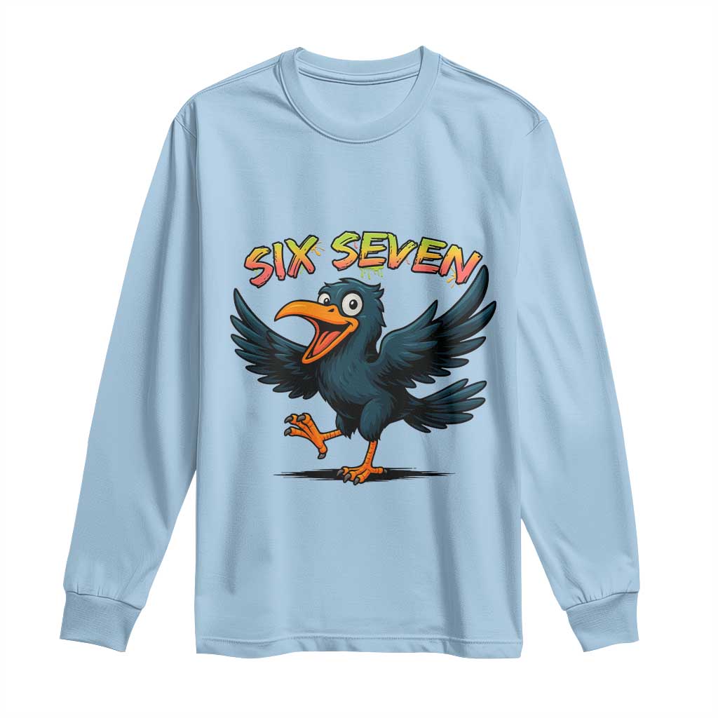 Funny Raven Six Seven Meme Trending Gift Long Sleeve Shirt - Wonder Print Shop
