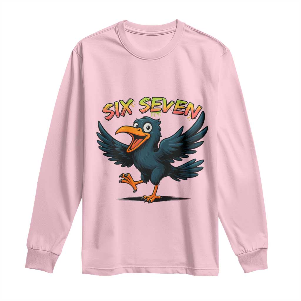 Funny Raven Six Seven Meme Trending Gift Long Sleeve Shirt - Wonder Print Shop