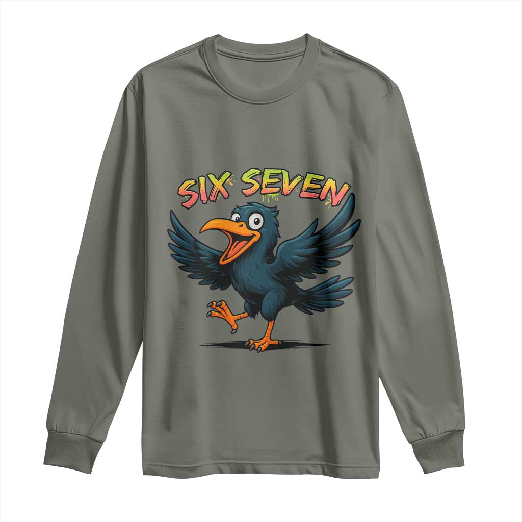 Funny Raven Six Seven Meme Trending Gift Long Sleeve Shirt - Wonder Print Shop