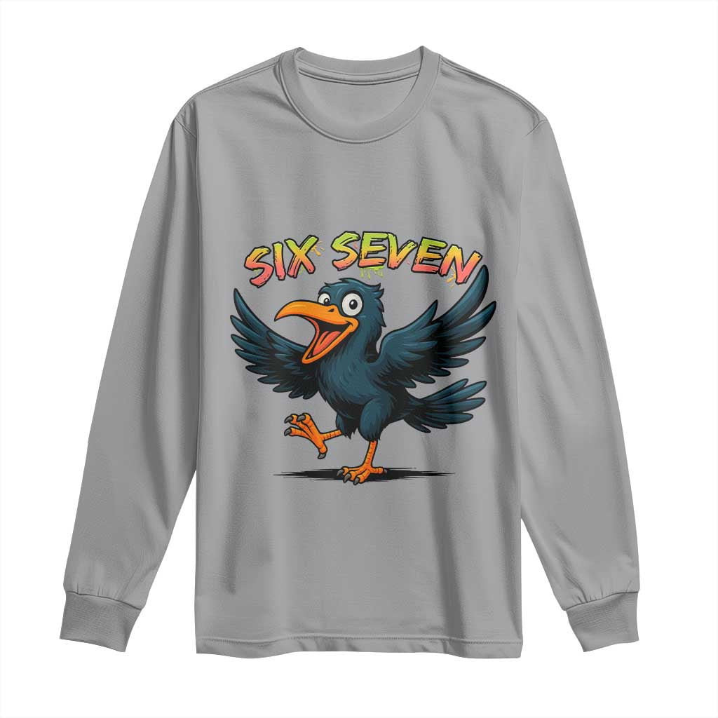 Funny Raven Six Seven Meme Trending Gift Long Sleeve Shirt - Wonder Print Shop