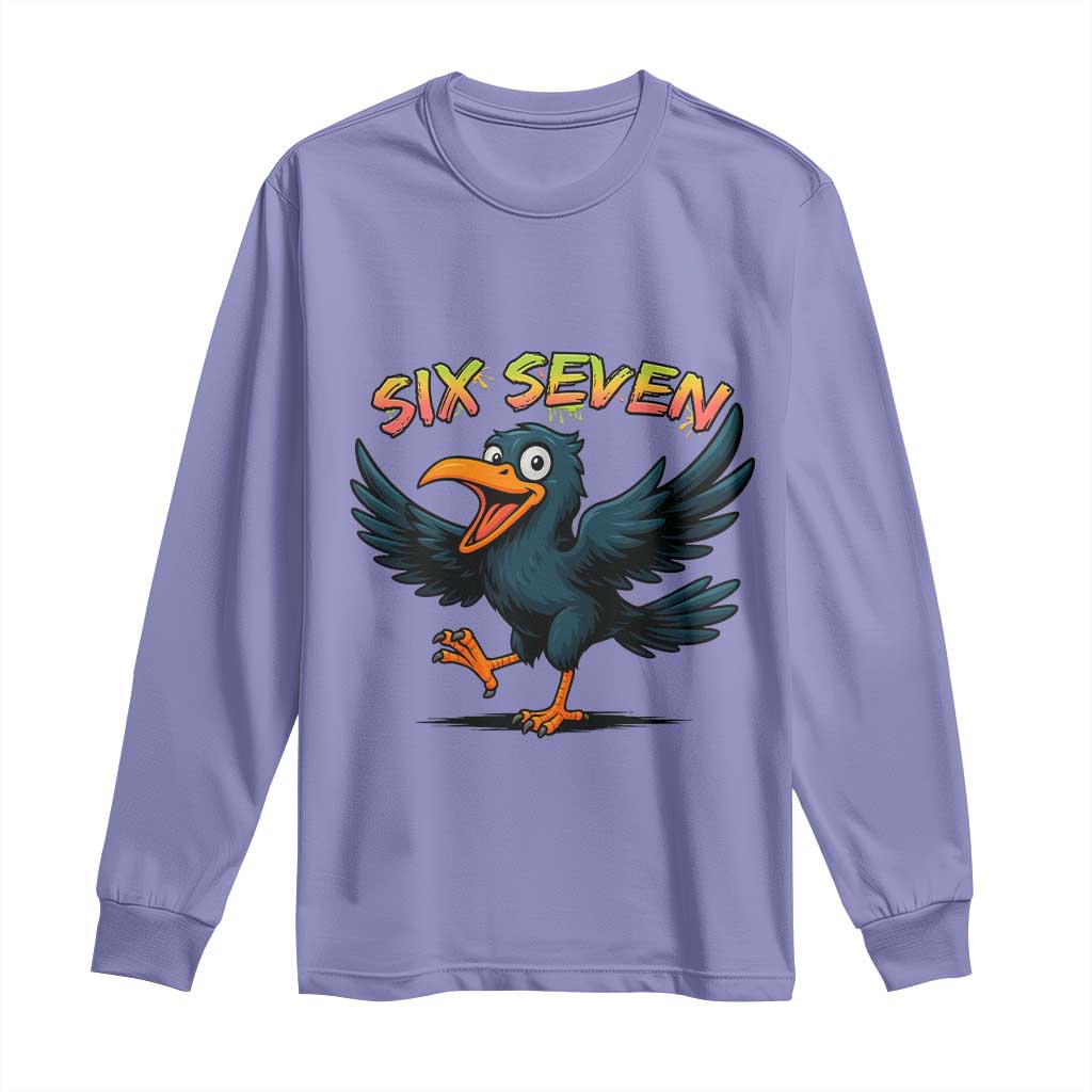 Funny Raven Six Seven Meme Trending Gift Long Sleeve Shirt - Wonder Print Shop