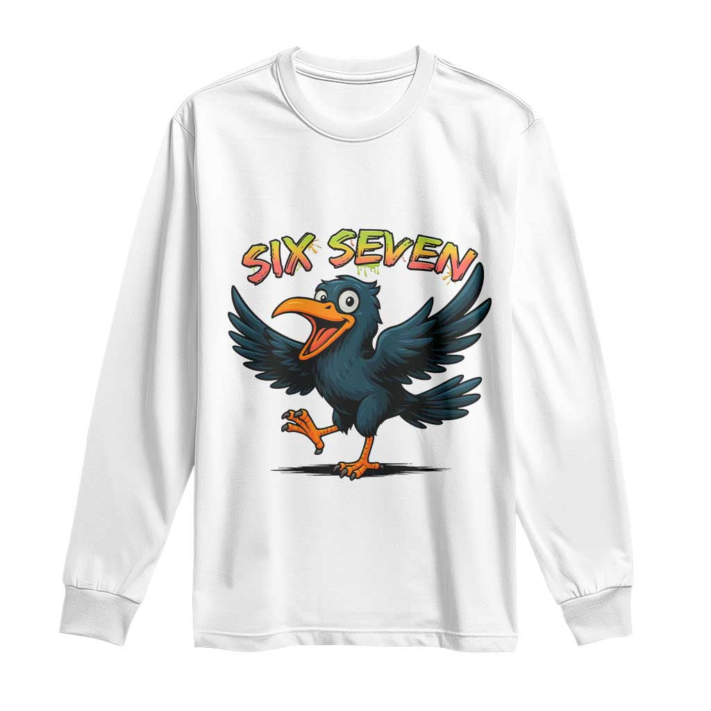 Funny Raven Six Seven Meme Trending Gift Long Sleeve Shirt - Wonder Print Shop