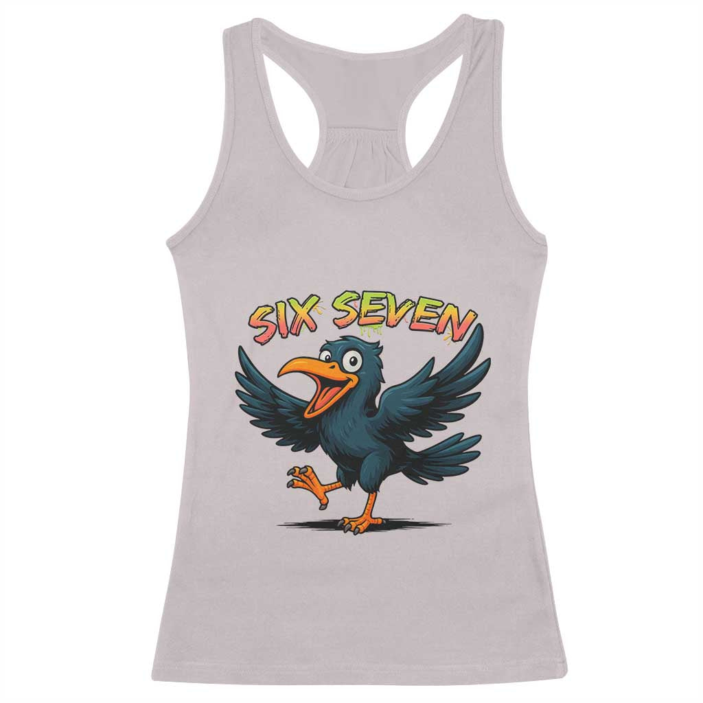 Funny Raven Six Seven Meme Trending Gift Racerback Tank Top - Wonder Print Shop