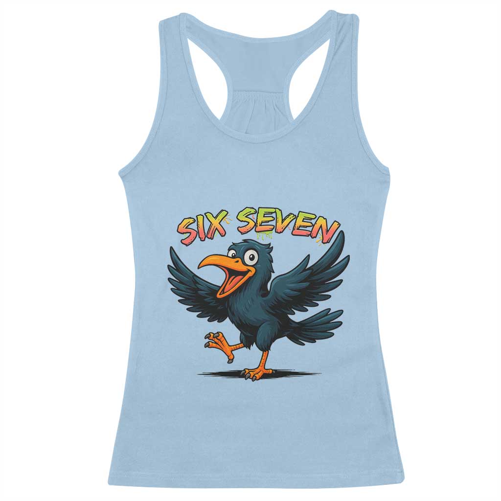 Funny Raven Six Seven Meme Trending Gift Racerback Tank Top - Wonder Print Shop