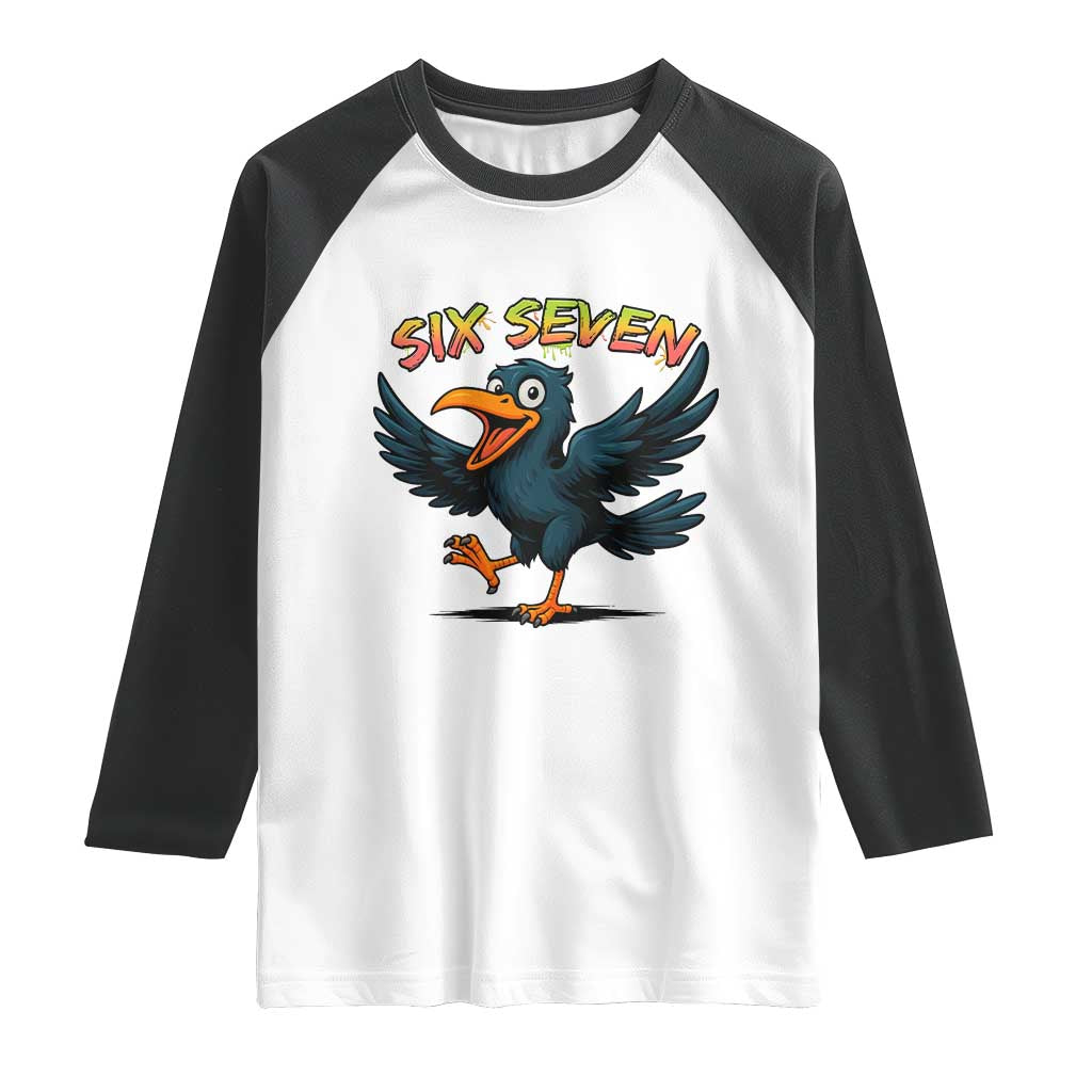 Funny Raven Six Seven Meme Trending Gift Raglan Shirt - Wonder Print Shop
