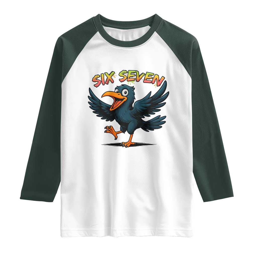 Funny Raven Six Seven Meme Trending Gift Raglan Shirt - Wonder Print Shop