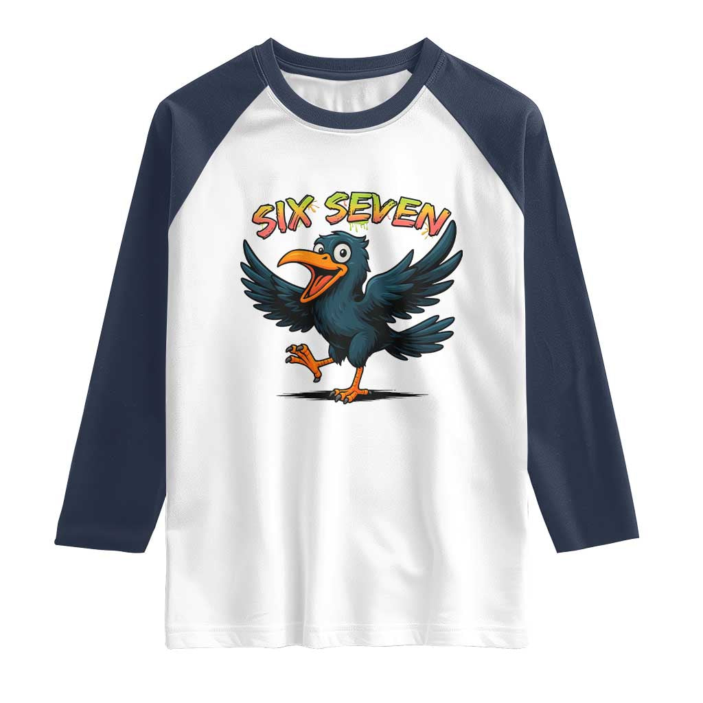 Funny Raven Six Seven Meme Trending Gift Raglan Shirt - Wonder Print Shop