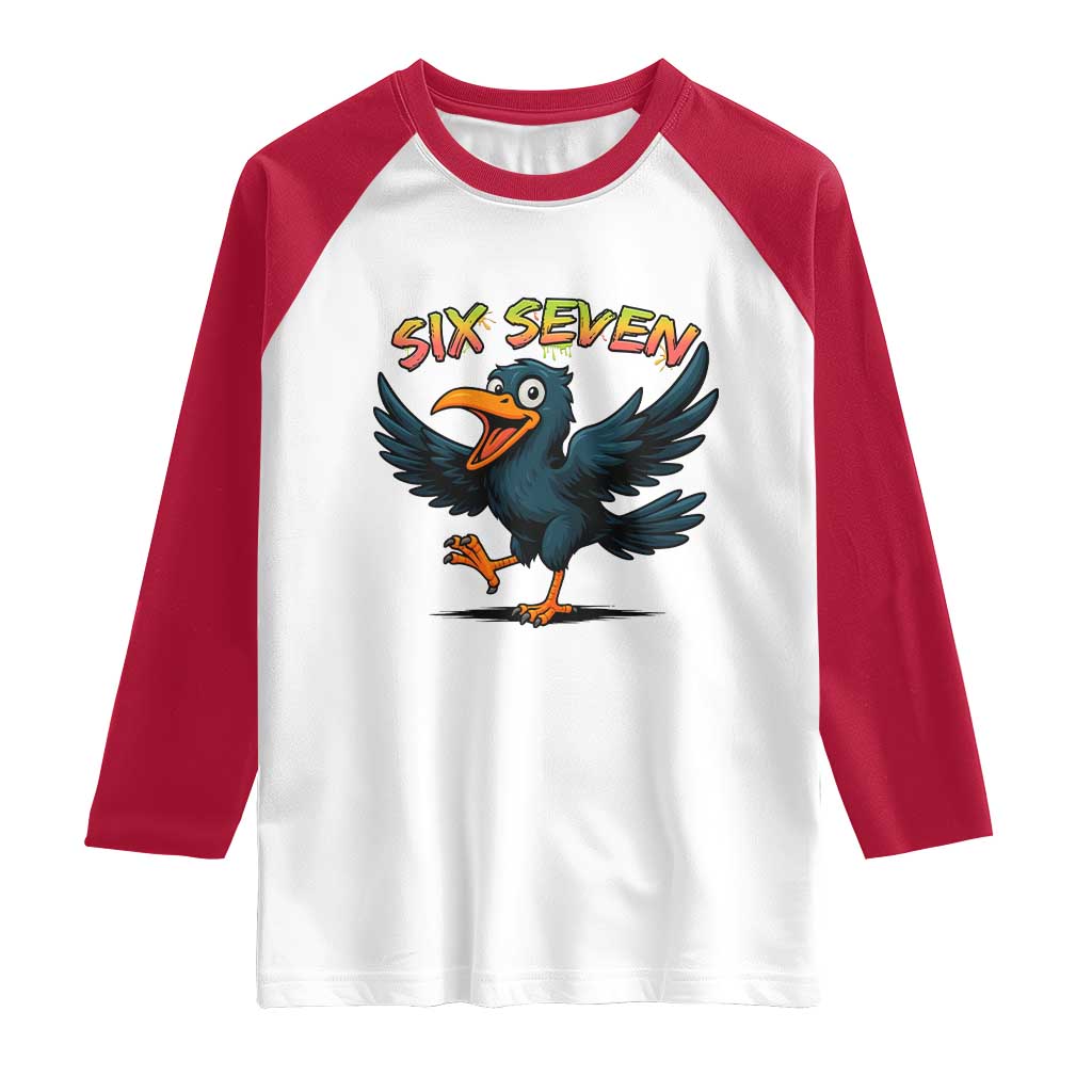 Funny Raven Six Seven Meme Trending Gift Raglan Shirt - Wonder Print Shop