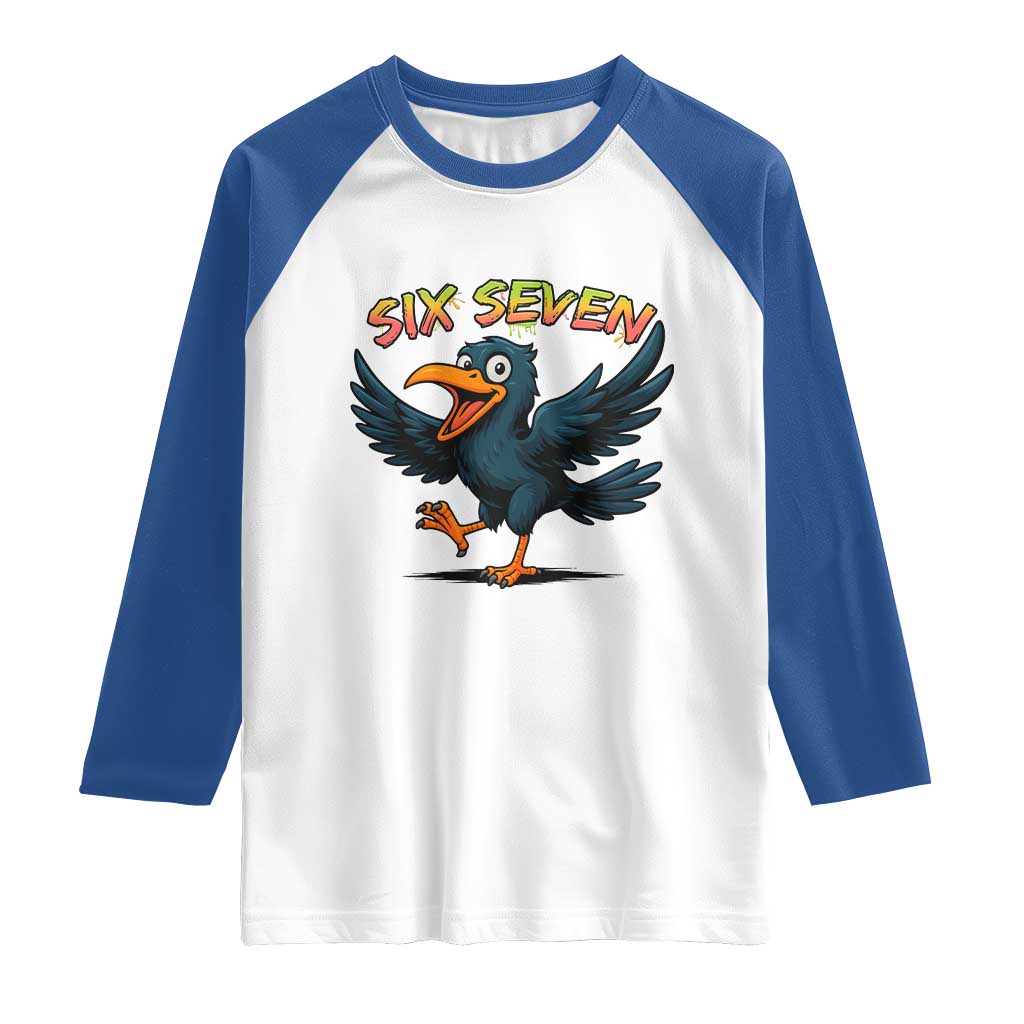 Funny Raven Six Seven Meme Trending Gift Raglan Shirt - Wonder Print Shop