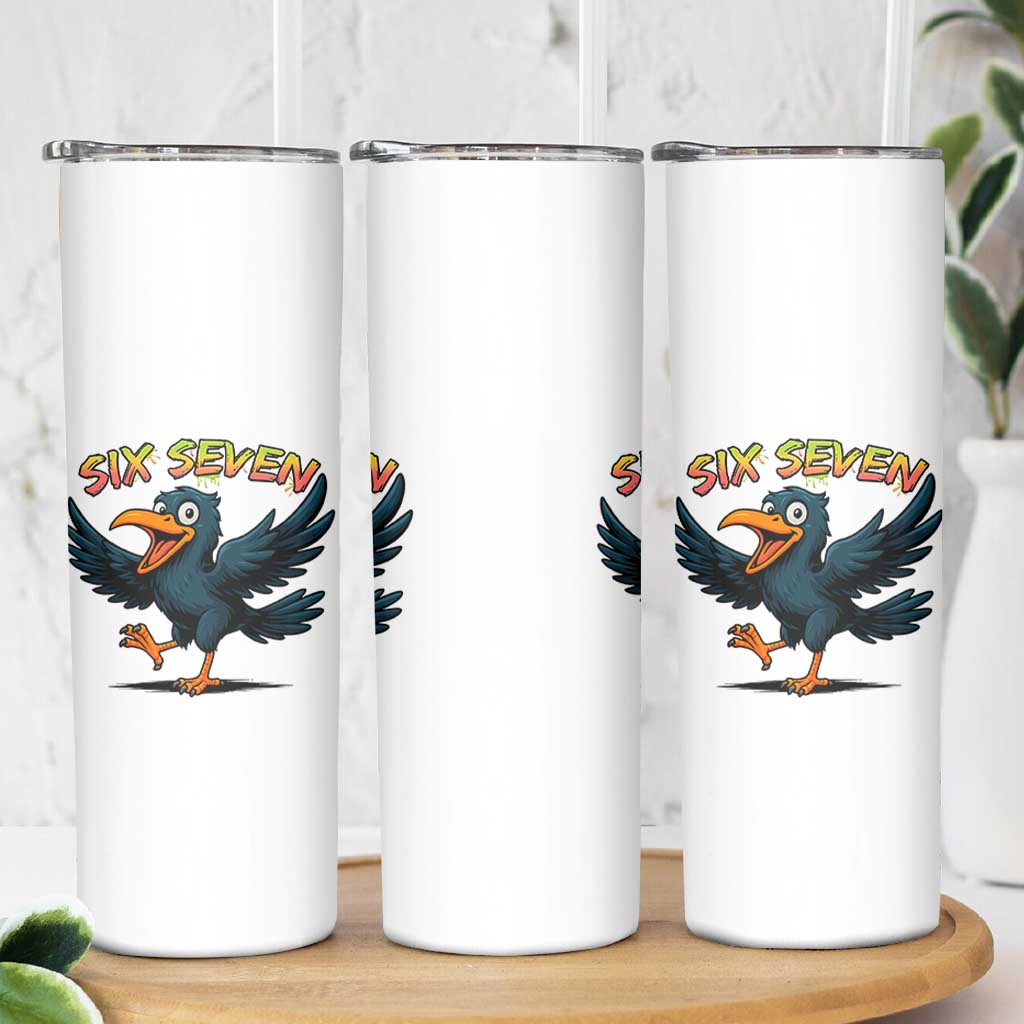 Funny Raven Six Seven Meme Trending Gift Skinny Tumbler - Wonder Print Shop