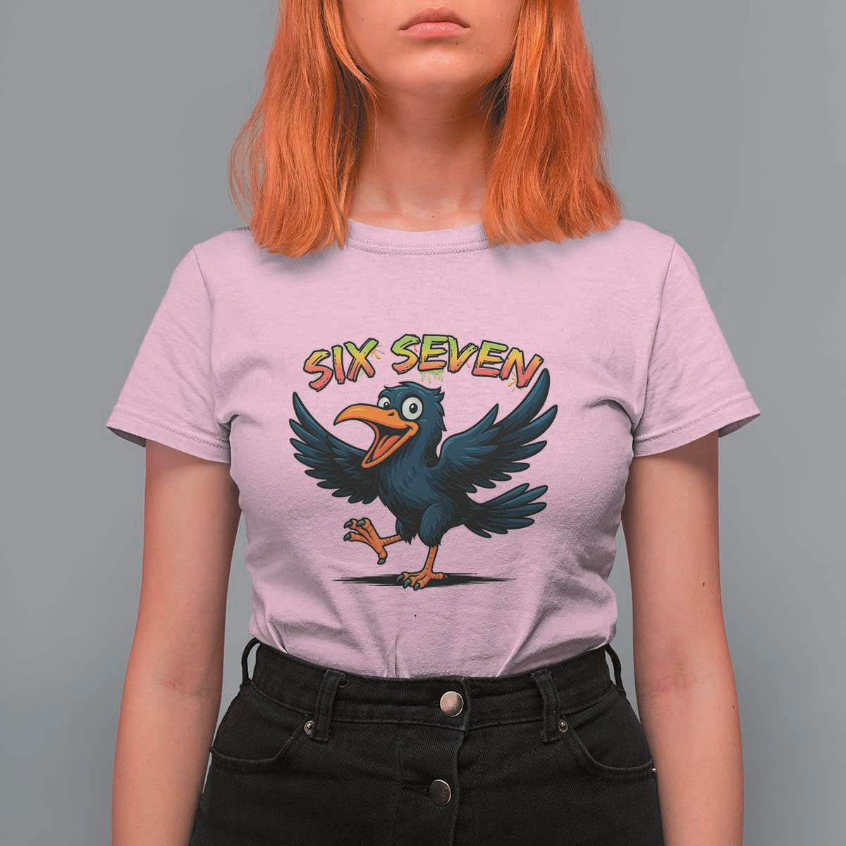 Funny Raven Six Seven Meme Trending Gift T Shirt For Women - Wonder Print Shop