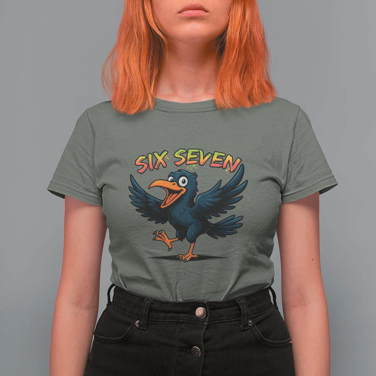 Funny Raven Six Seven Meme Trending Gift T Shirt For Women - Wonder Print Shop