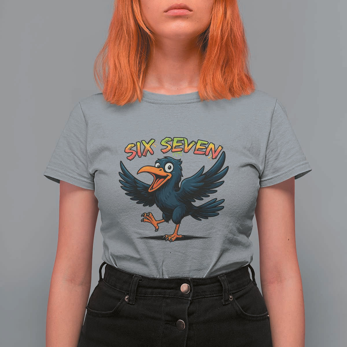 Funny Raven Six Seven Meme Trending Gift T Shirt For Women - Wonder Print Shop