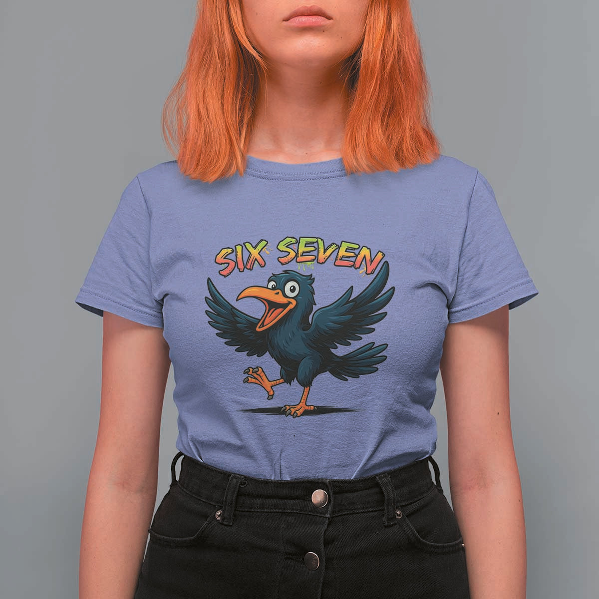 Funny Raven Six Seven Meme Trending Gift T Shirt For Women - Wonder Print Shop