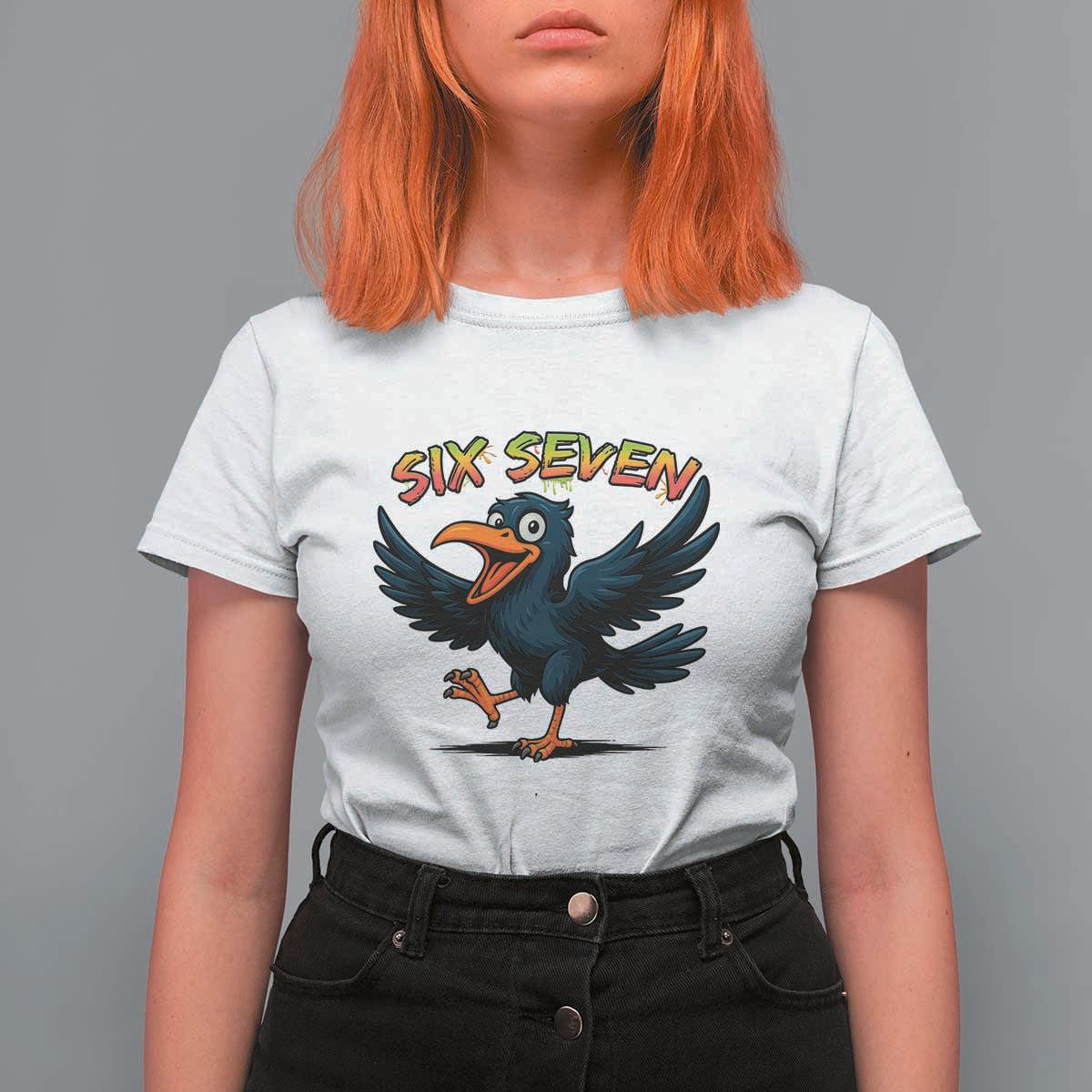 Funny Raven Six Seven Meme Trending Gift T Shirt For Women - Wonder Print Shop
