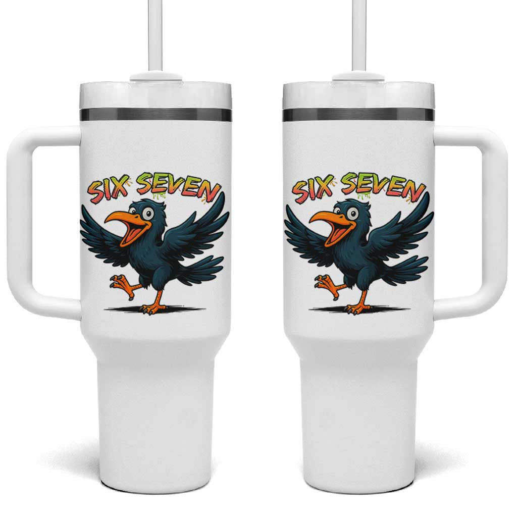 Funny Raven Six Seven Meme Trending Gift Tumbler With Handle - Wonder Print Shop