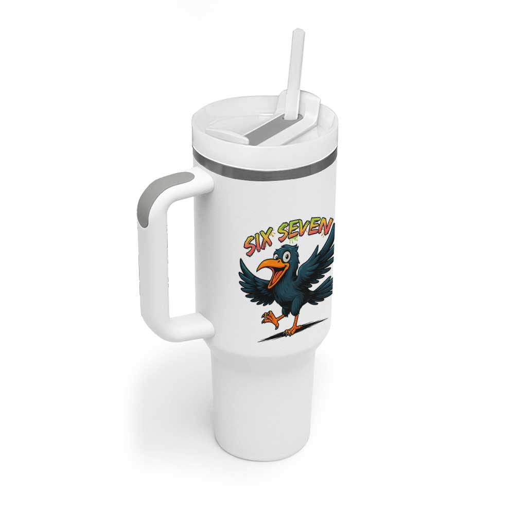 Funny Raven Six Seven Meme Trending Gift Tumbler With Handle - Wonder Print Shop