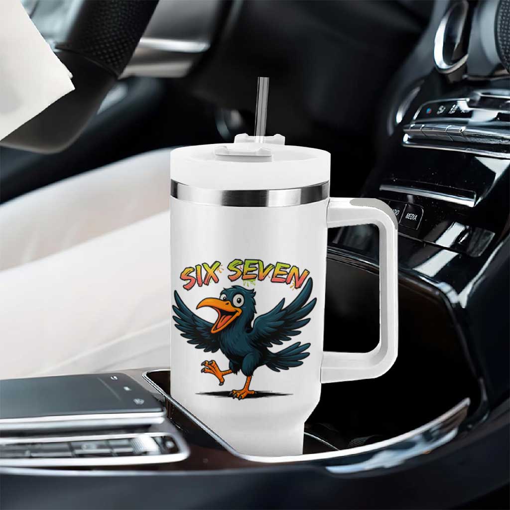 Funny Raven Six Seven Meme Trending Gift Tumbler With Handle - Wonder Print Shop