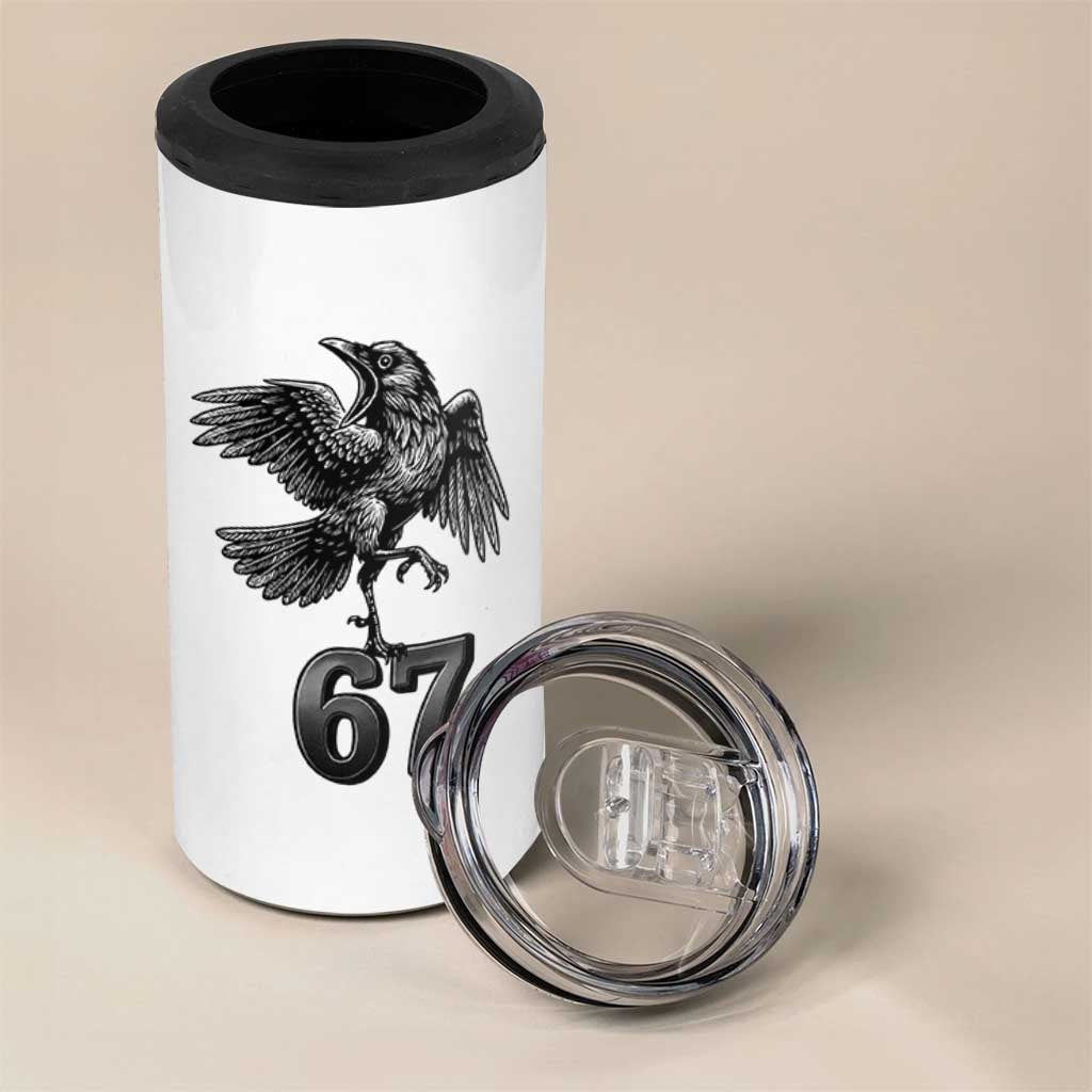 Funny Raven Brainrot Six Seven Meme Gift 4 in 1 Can Cooler Tumbler - Wonder Print Shop