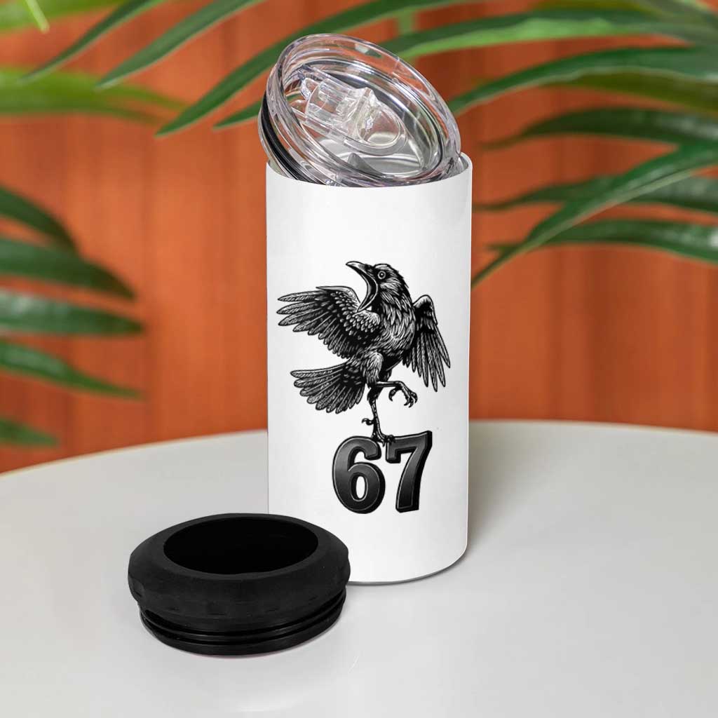 Funny Raven Brainrot Six Seven Meme Gift 4 in 1 Can Cooler Tumbler - Wonder Print Shop