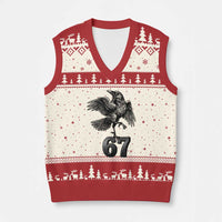 Funny Raven Brainrot Six Seven Meme Gift V-Neck Knit Sweater Vest - Wonder Print Shop