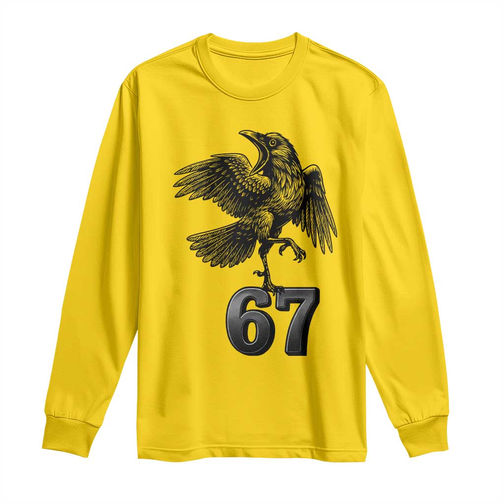 Funny Raven Brainrot Six Seven Meme Gift Long Sleeve Shirt - Wonder Print Shop