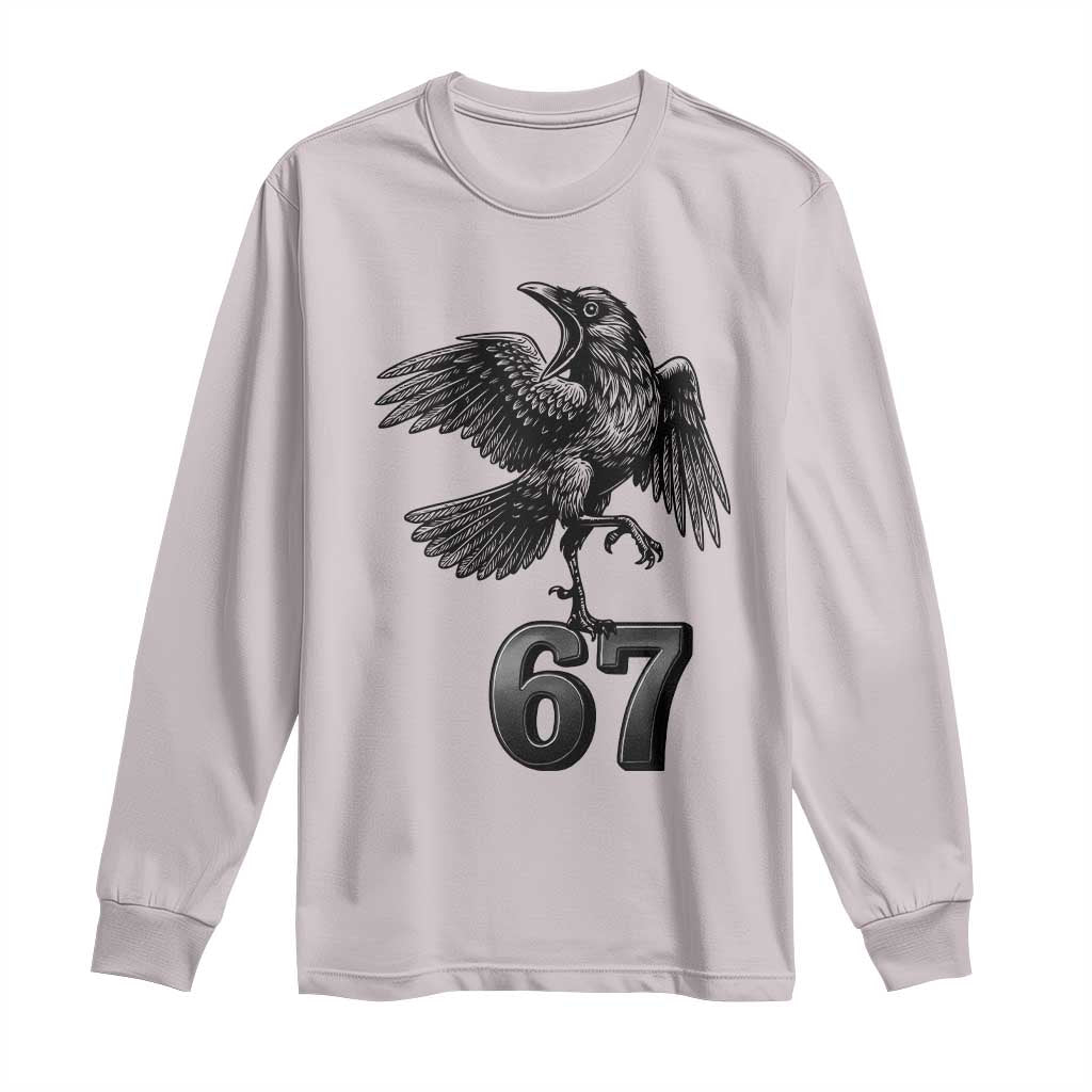 Funny Raven Brainrot Six Seven Meme Gift Long Sleeve Shirt - Wonder Print Shop