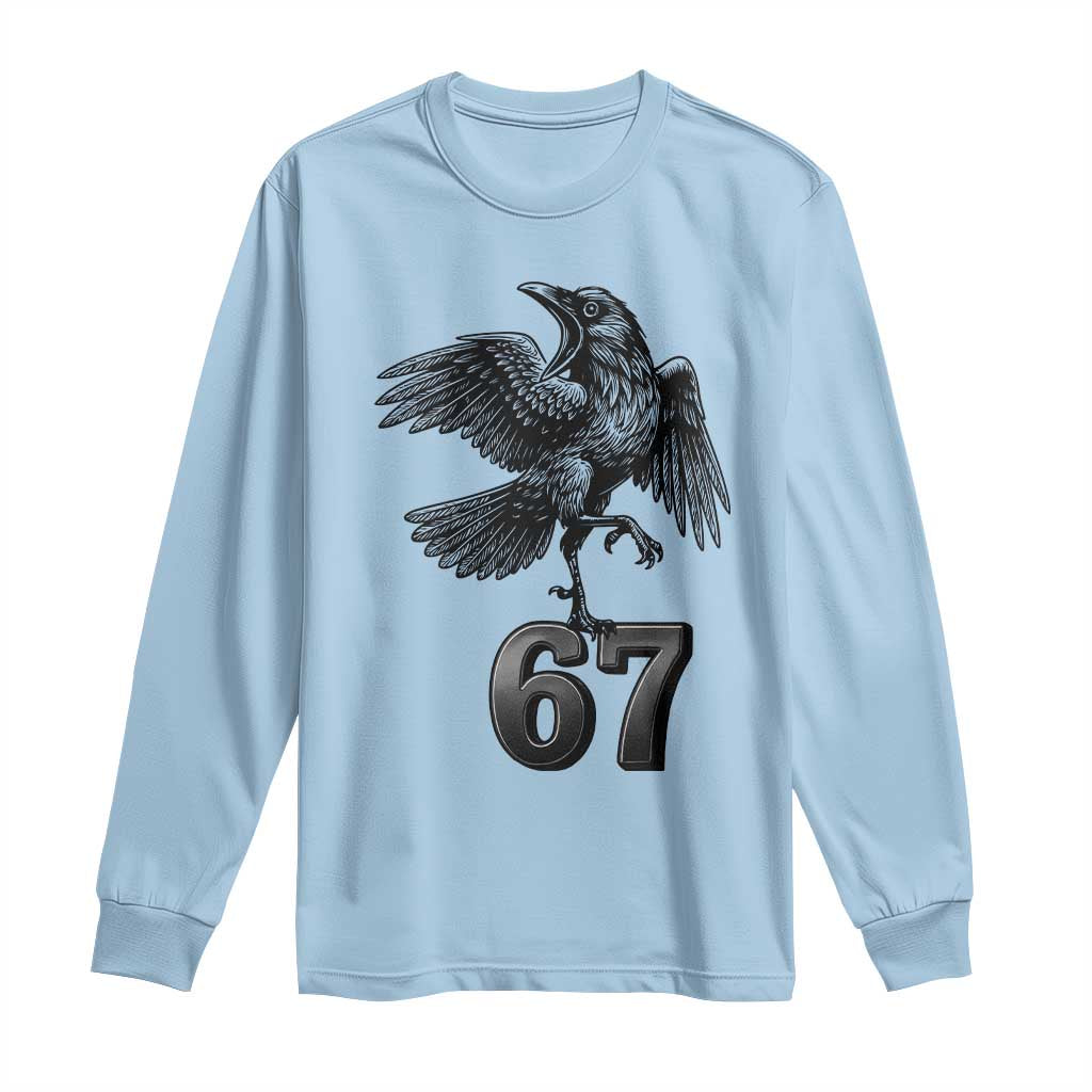 Funny Raven Brainrot Six Seven Meme Gift Long Sleeve Shirt - Wonder Print Shop